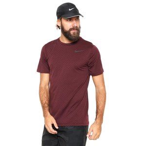 Nike Men's Dri Fit Training Breathe Vent T-Shirt In Burgundy Large
